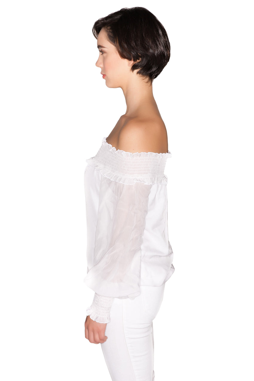 Silk Chiffon Off-The Shoulder Top