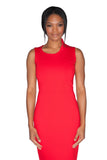 Red Asymmetric Neckline Fitted Dress